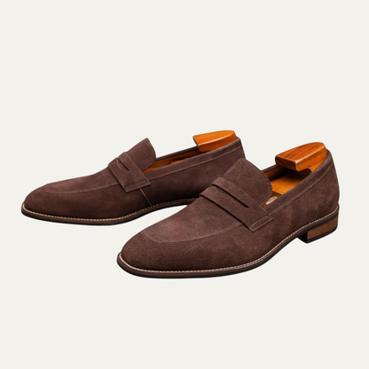 Men's Suede Penny Loafers Comfort Brown