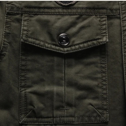 Men's Military Cargo Jacket Stand Collar Olive