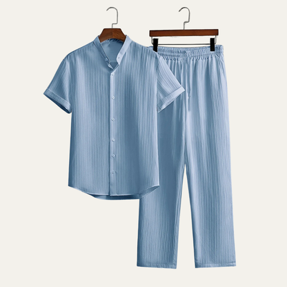 Men's Casual Short Sleeve Shirt Pants Set