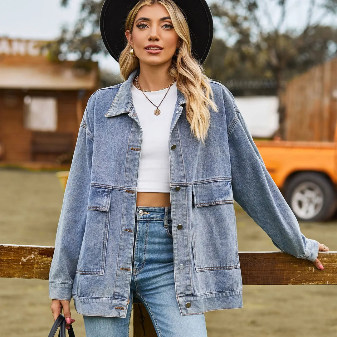 Women's Classic Denim Jacket Vintage Blue