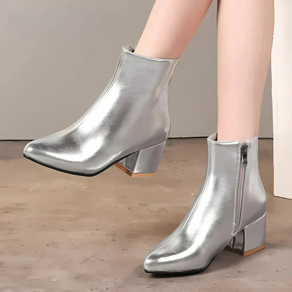Women's Silver Ankle Boots