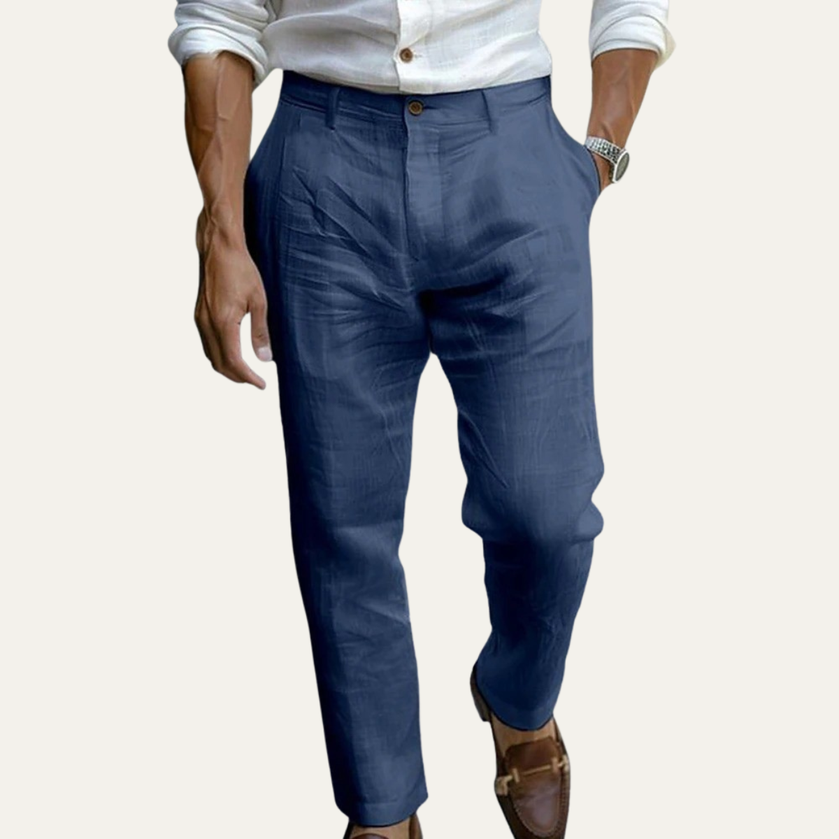 Men's Cotton Linen Ankle Pants