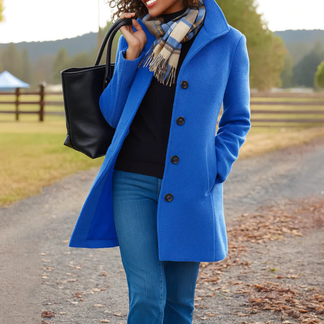 Warm Ladies Long Button Coat