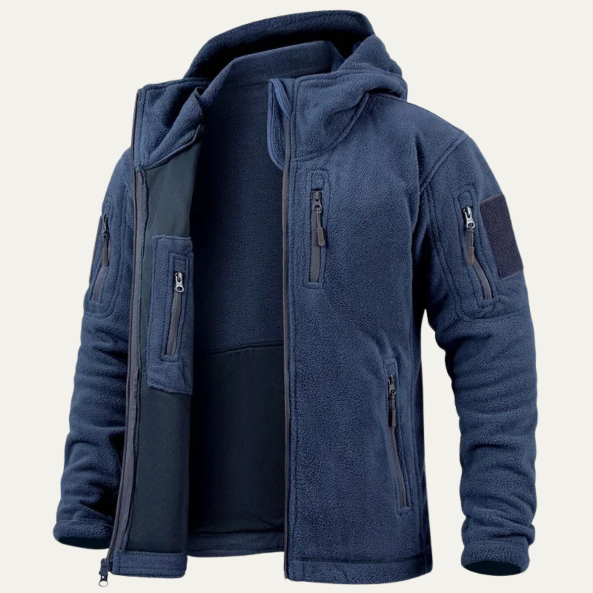 Men's Tactical Fleece Jacket Hooded Multi Pockets
