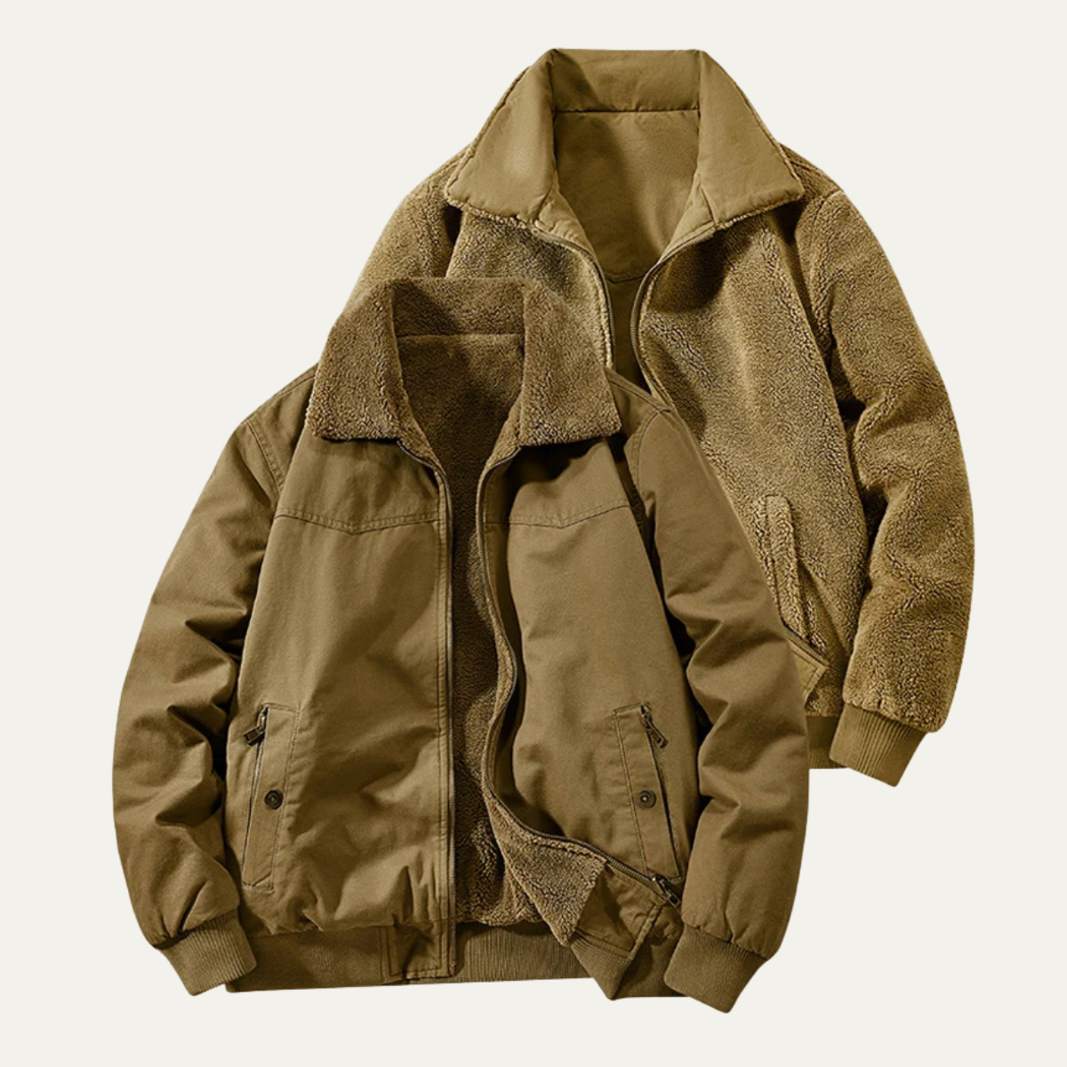 Men's Reversible Bomber Jacket Fleece Lined