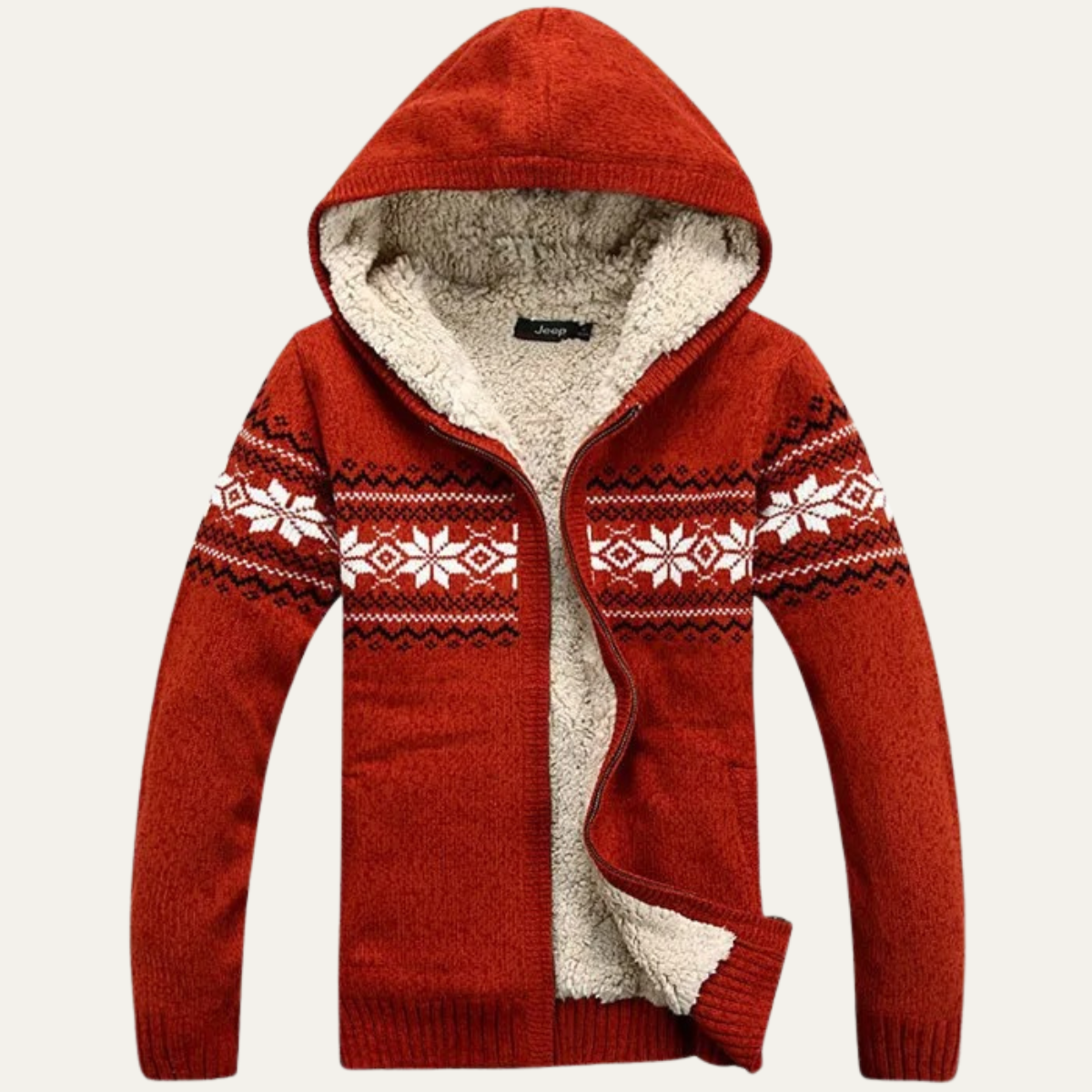 Men's Winter Hooded Knit Jacket Zip Up