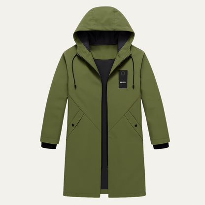 Waterproof Long Rain Jacket Windproof Hooded Coat - VibreMode