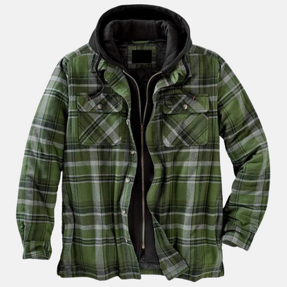 Men's Plaid Hooded Jacket Shirt