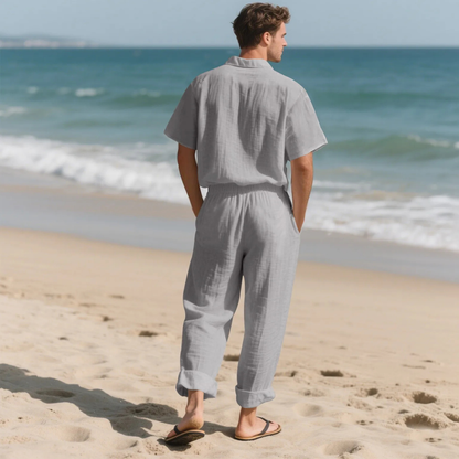 Men's Lightweight Casual Shirt And Pants Set