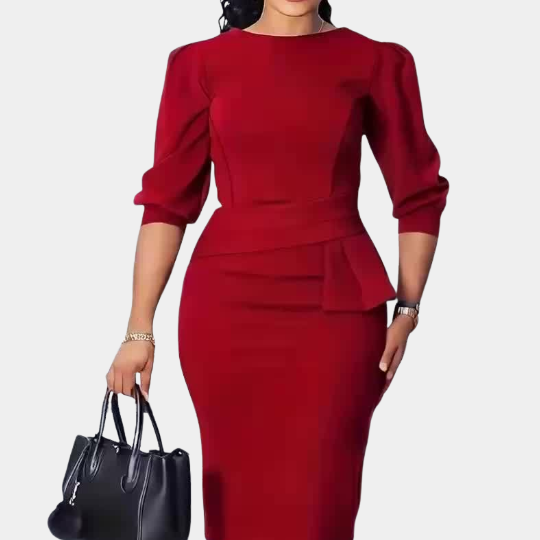 Ladies Classic Fit Belted Pencil Dress - VibreMode