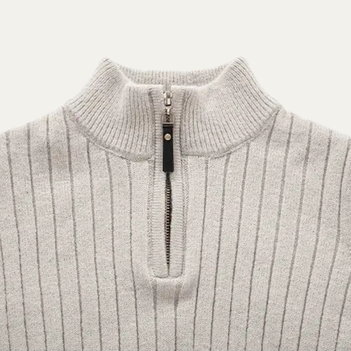 Men's Knitted Half Zip Sweater Ribbed Collar