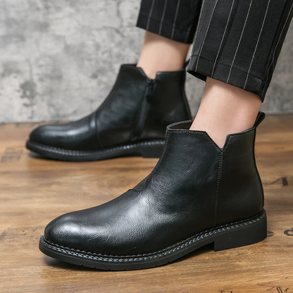 Men's Leather Ankle Boots Classic Red