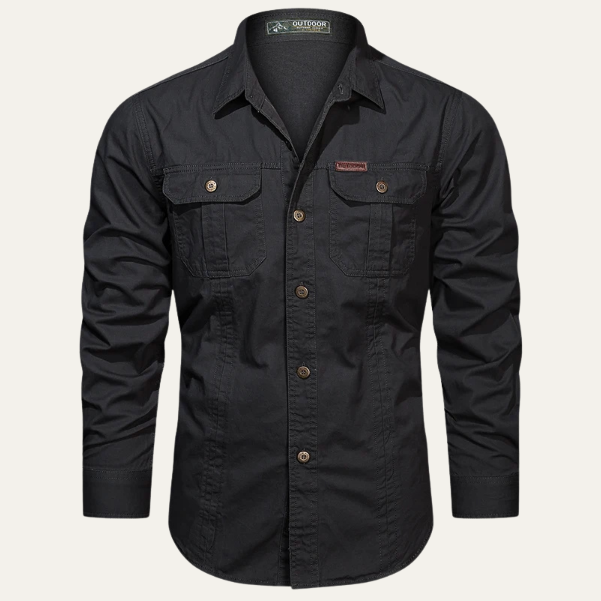 Men's Cotton Cargo Shirt Casual Button Up