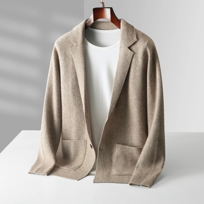 Men's Merino Wool Cardigan Soft Knit Grey