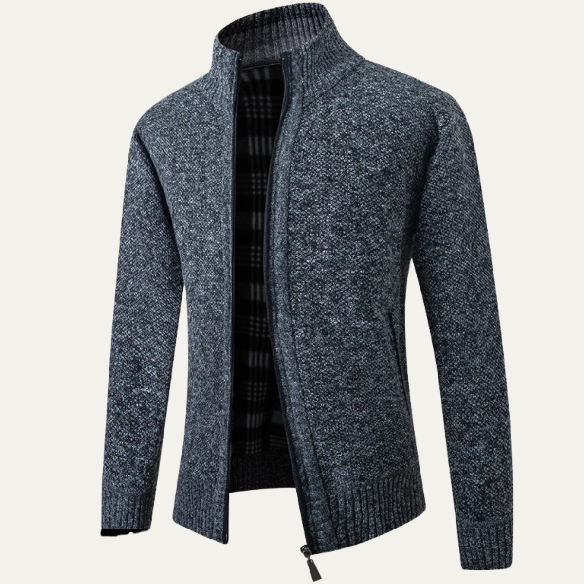 Men's Knit Zip Cardigan Stand Collar