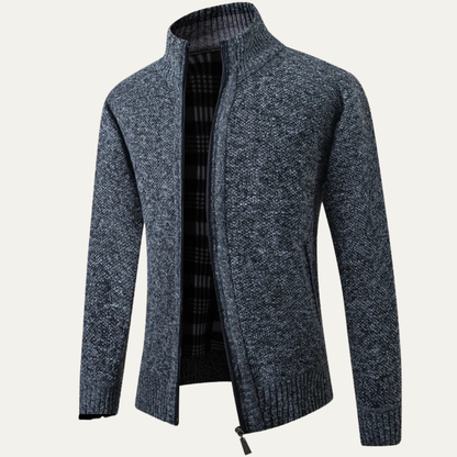 Men's Knit Zip Cardigan Stand Collar