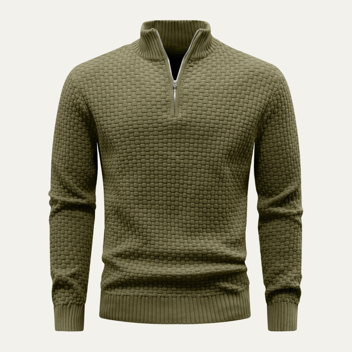 Men's Textured Quarter Zip Knit Sweater