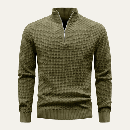 Men's Textured Quarter Zip Knit Sweater