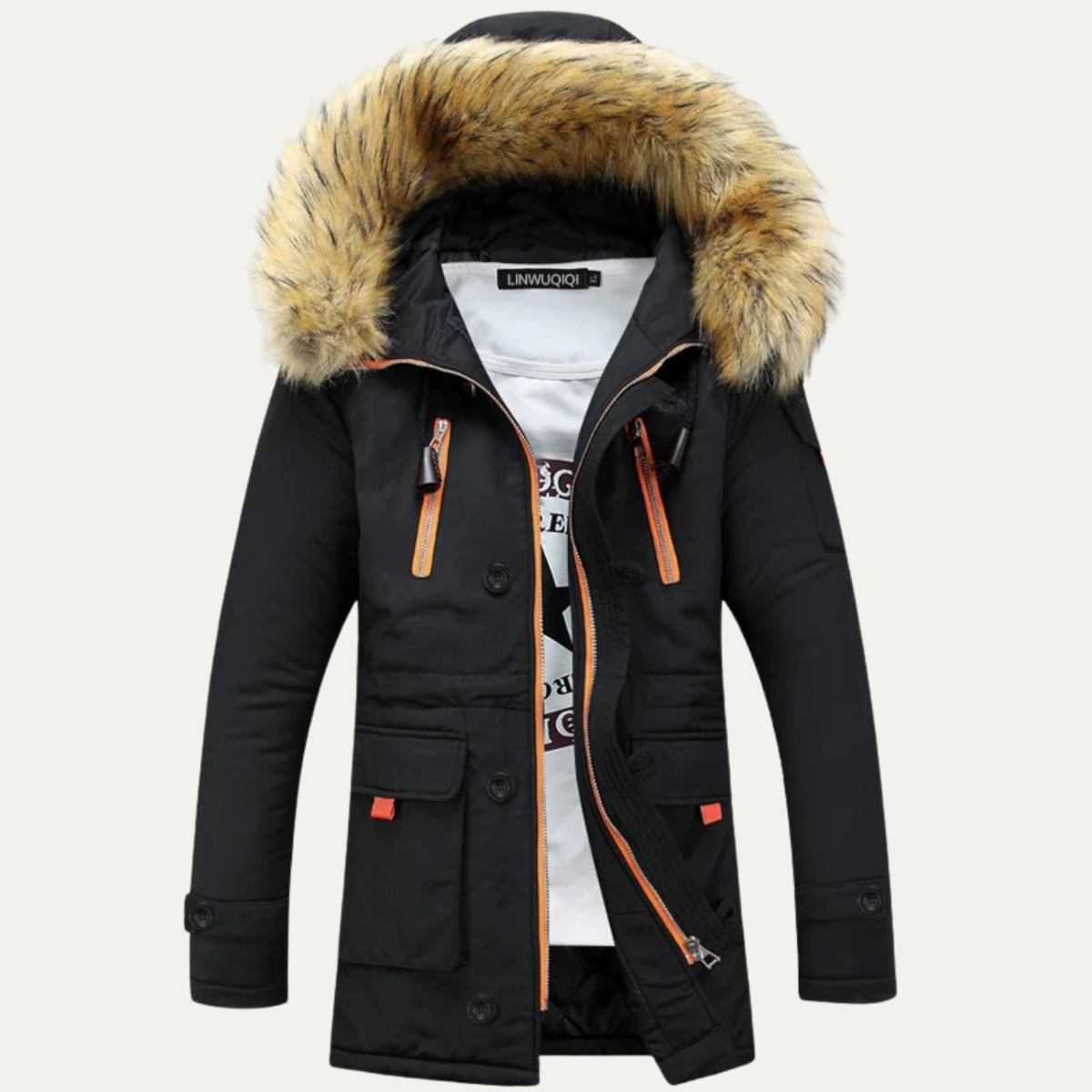 Men's Thick Winter Parka Jacket Fur Collar