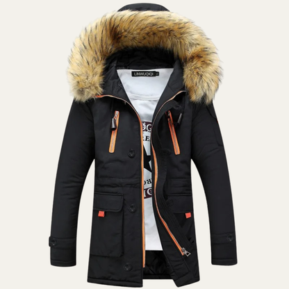 Men's Thick Winter Parka Jacket Fur Collar