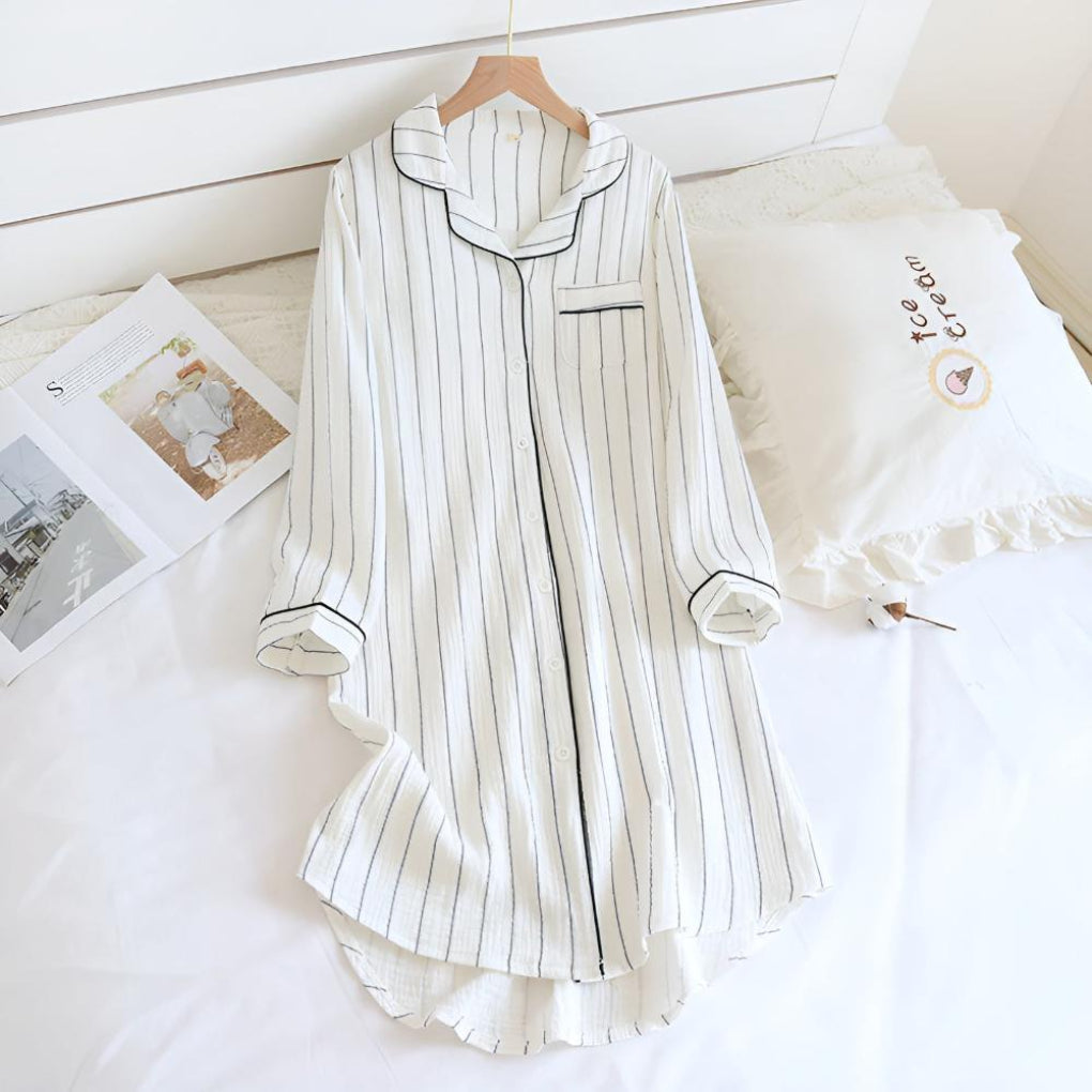 Women's Cotton Nightgown Lightweight Striped