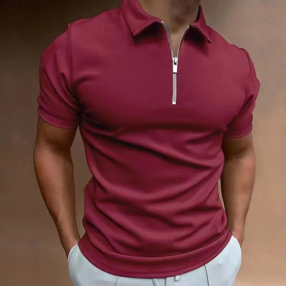 Men's Zip Collar Polo Shirt Everyday Comfort