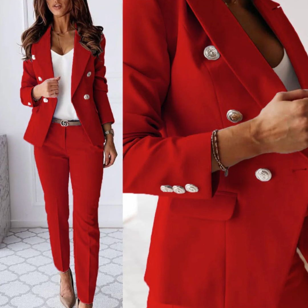 Classic Two-Piece Suit Set - Floral Pattern