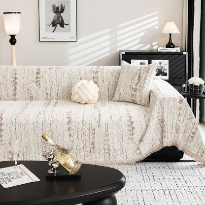 Elegant Sofa Cover Cream Colored Stretchable