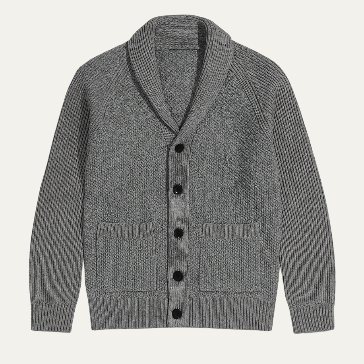 Men's Shawl Collar Knit Cardigan With Pockets - VibreMode