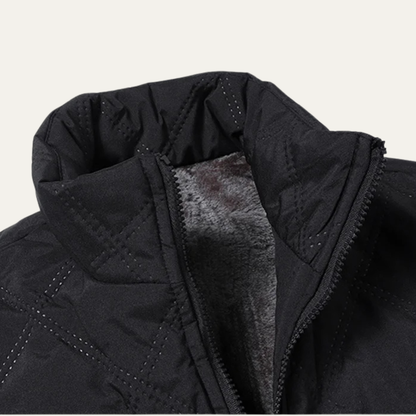 Men's Quilted Jacket Windproof Thermal Padded Fleece Lining Coat