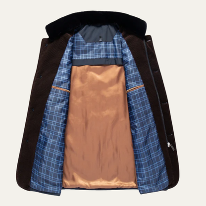Men's Quilted Winter Jacket Padded Velvet Collar