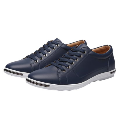 Comfortable Men's Leather Lace Up Sneakers