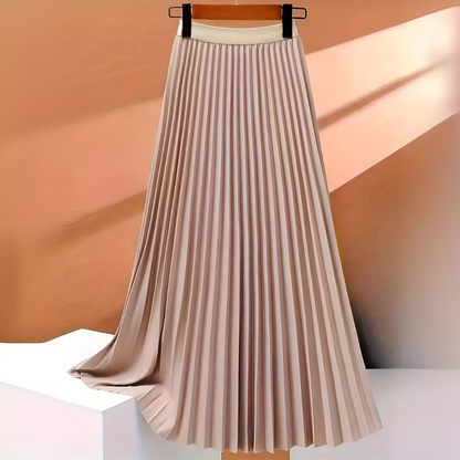 Women's Satin Pleated High Waist Skirt