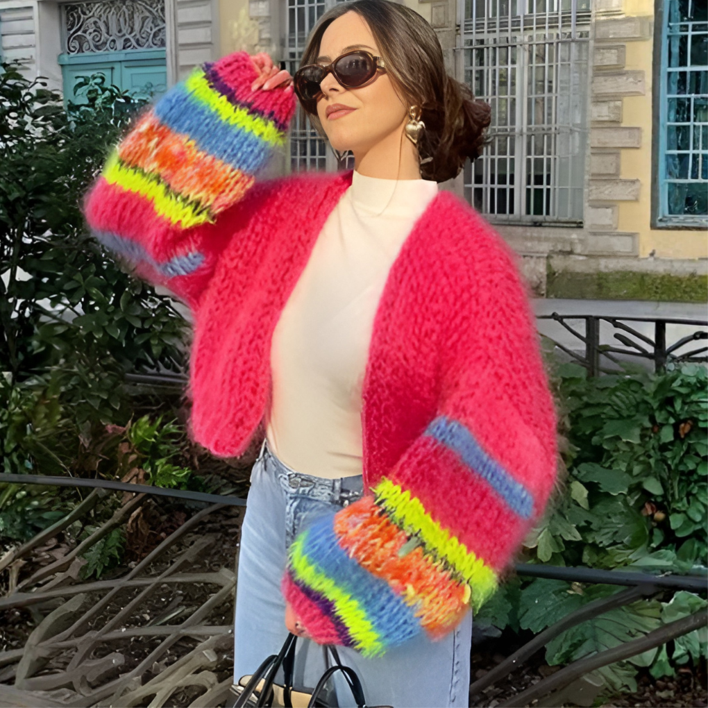 Women's Striped Open Front Cardigan Sweater