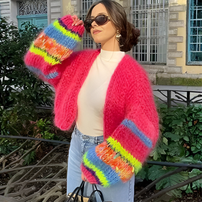 Women's Striped Open Front Cardigan Sweater