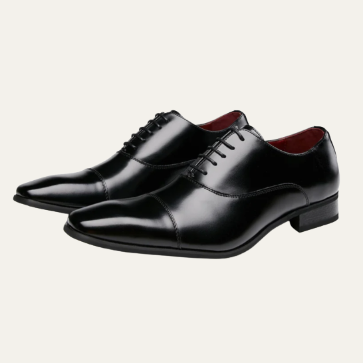 Albright Men's Leather Dress Shoes Polished Black