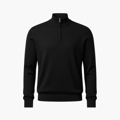Men's Quarter Zip Pullover Ribbed Hem - VibreMode