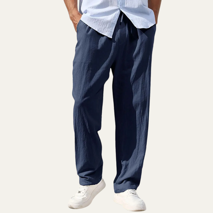 Men's Linen Straight Leg Pants Lightweight Beige