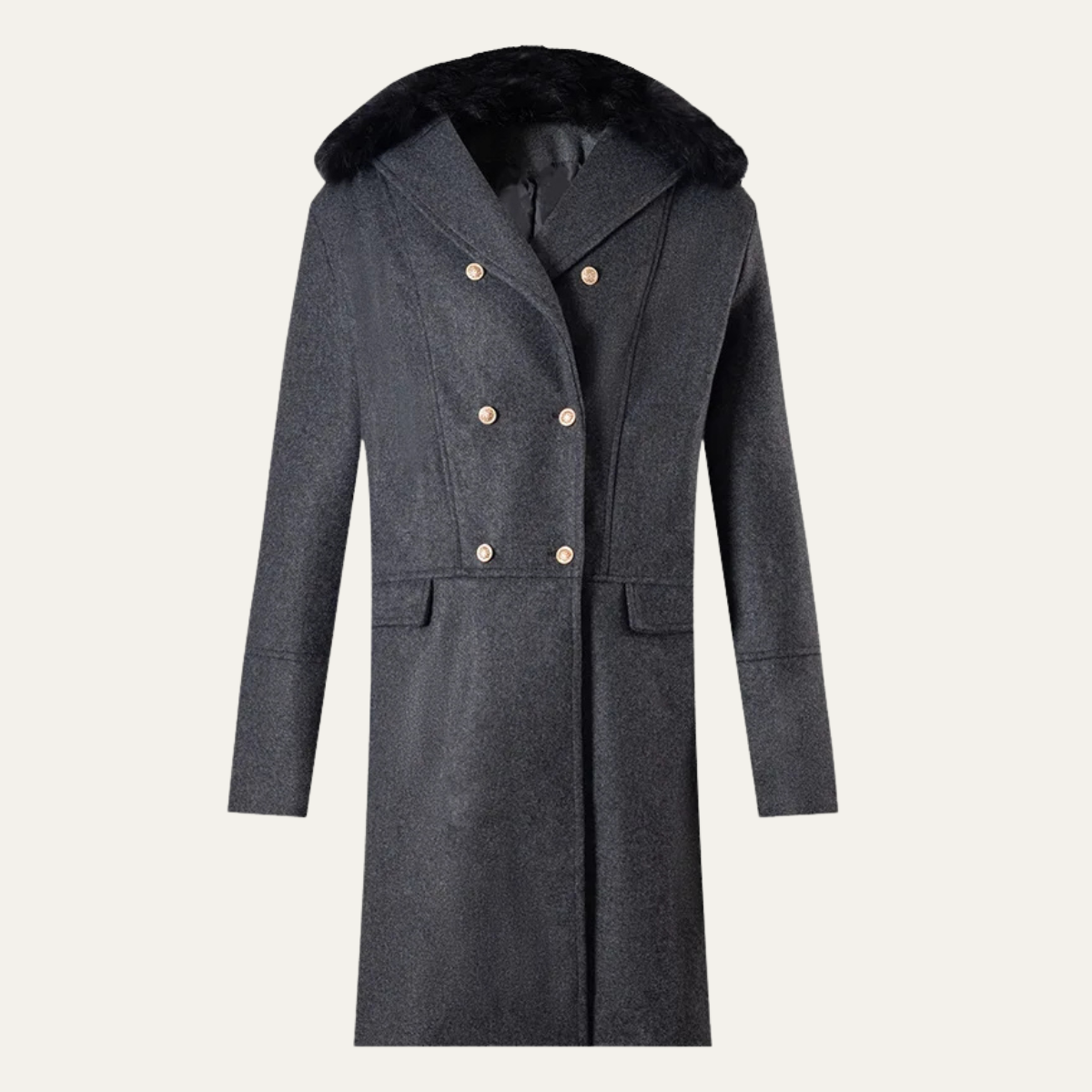 Men's Fur Collar Double Breasted Jacket