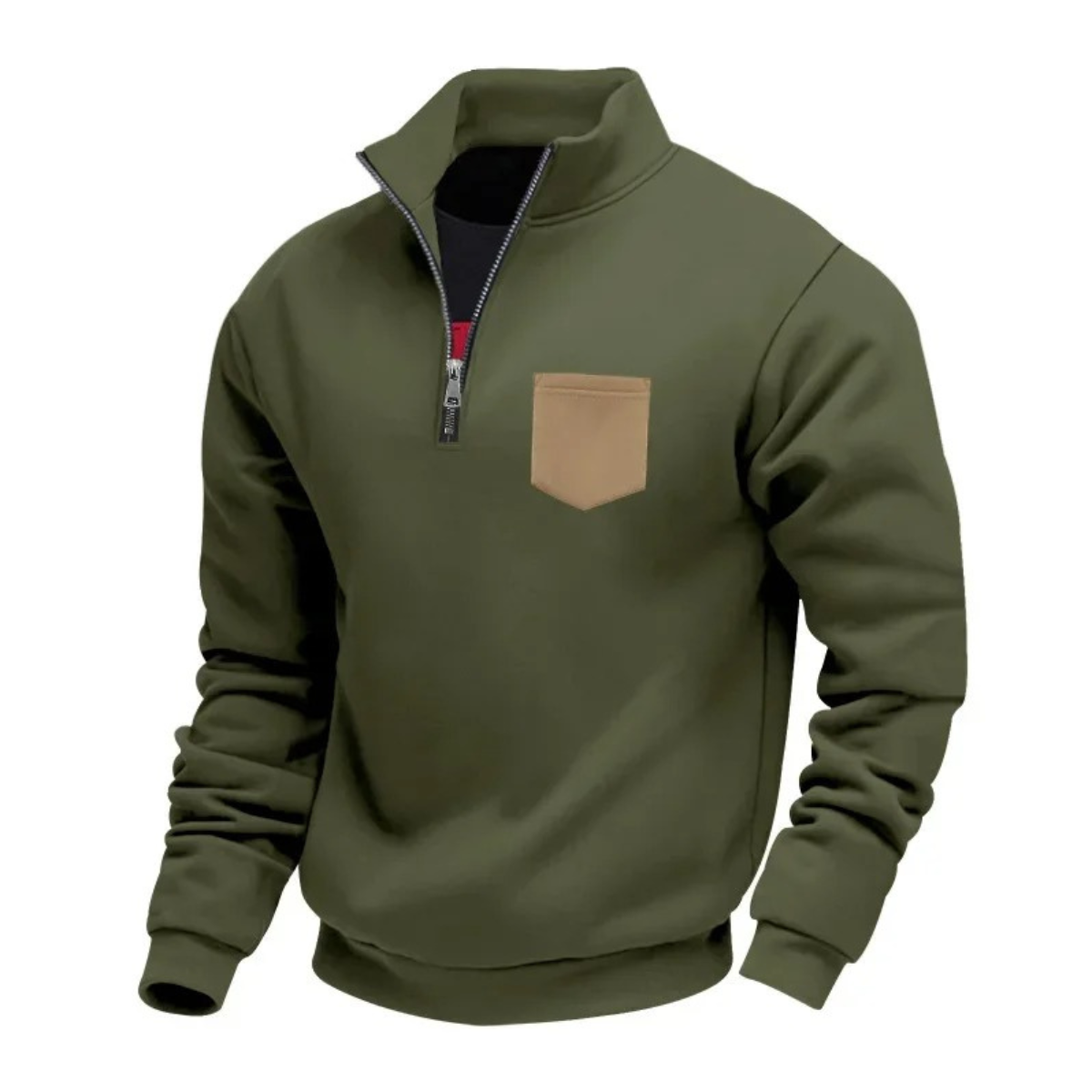 Men's Casual Half Zip Sweater With Pocket