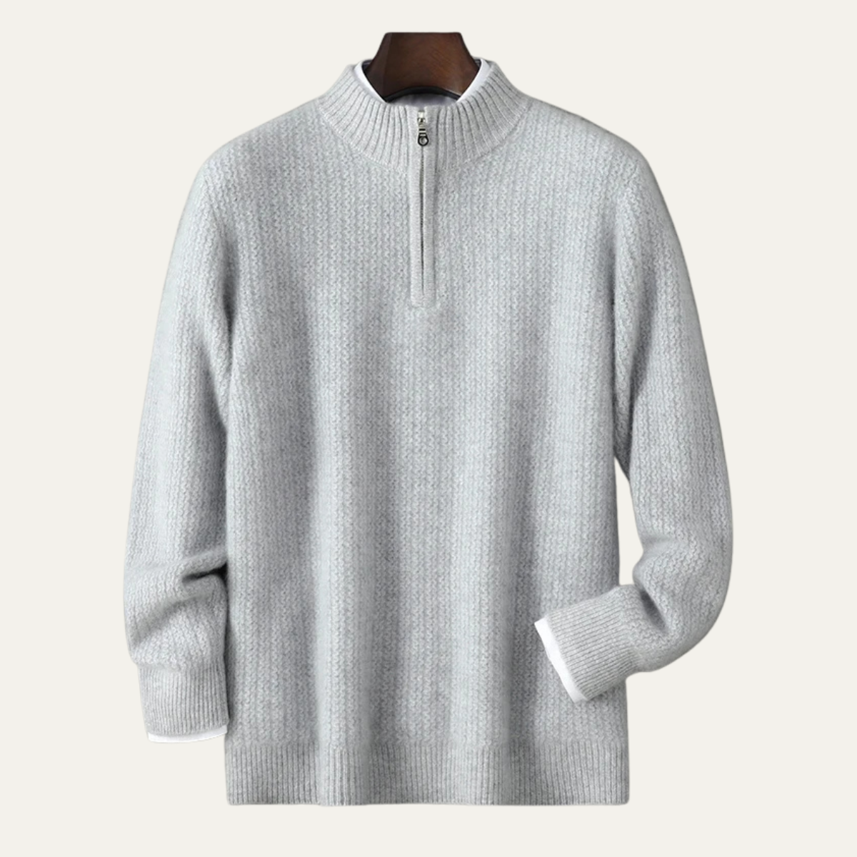 Men's Winter Knit Sweater Quarter Zip High Collar