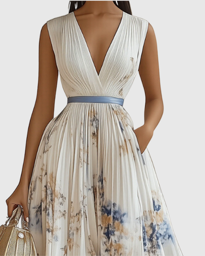 Elegant Floral Sleeveless Midi Dress for Women