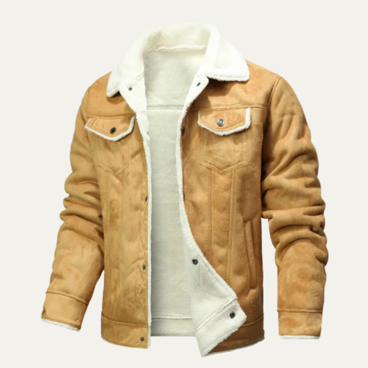 Men's Leather Sherpa Jacket Warm Casual