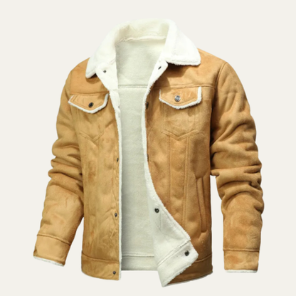 Men's Leather Sherpa Jacket Warm Casual