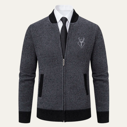 Men's Embroidered Zip Knit Sweater