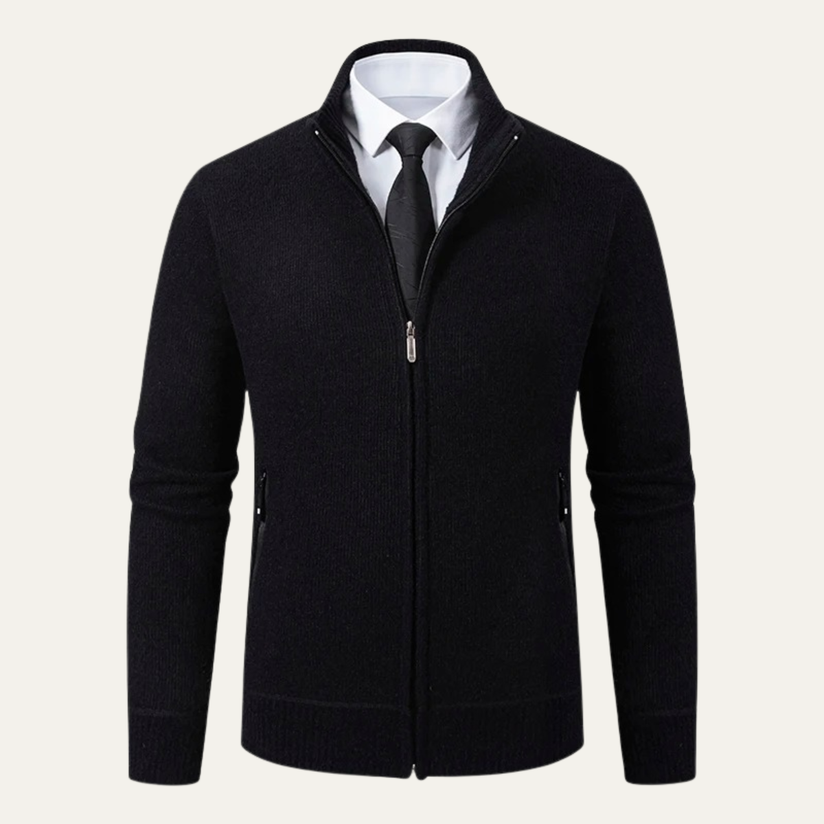 Men's Knit Zip Cardigan With Pockets - VibreMode