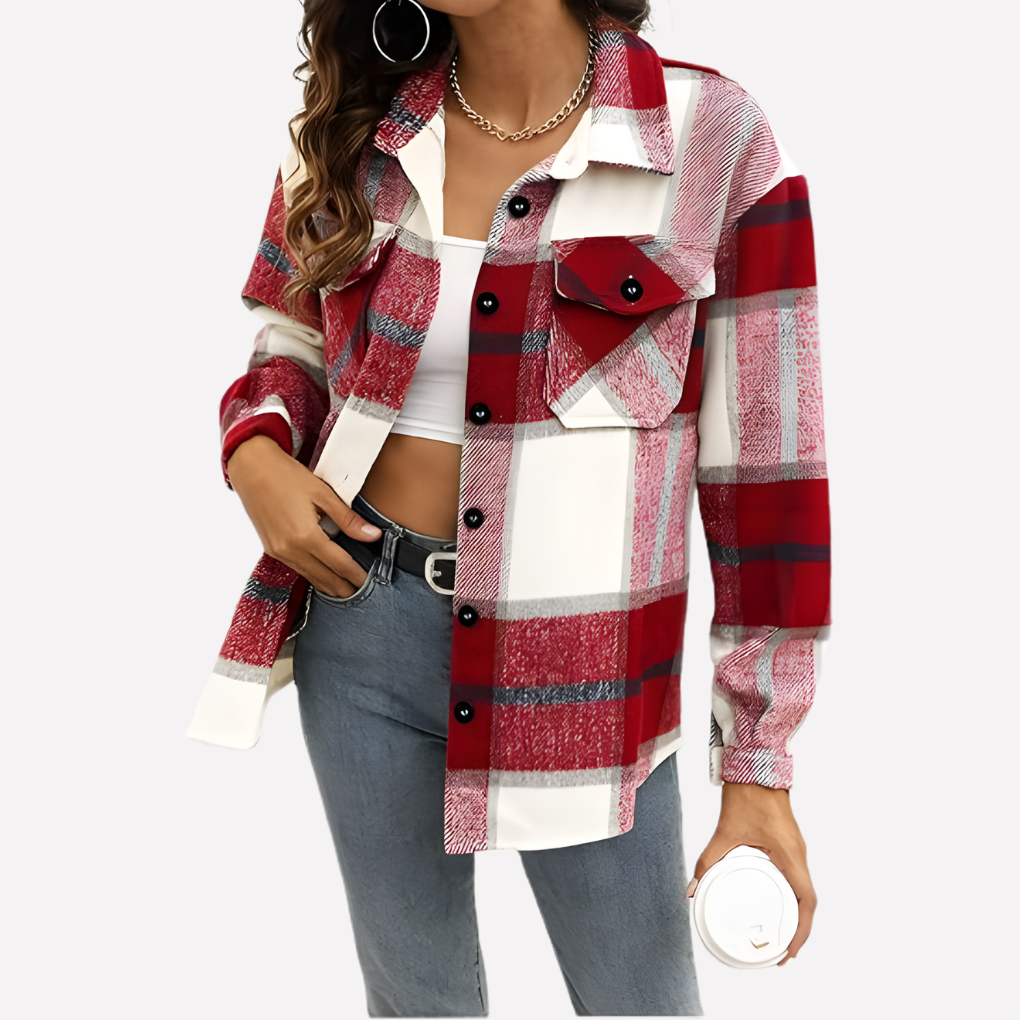 Women's Plaid Flannel Shirt Jacket