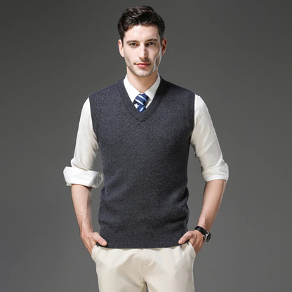 Men's Soft V Neck Knitted Vest Anti Pilling