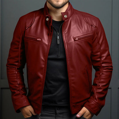 Men's Retro Motorcycle Jacket Vintage Leather Comfortable