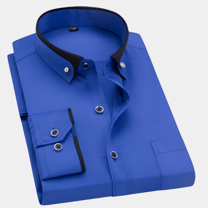 Men's Long Sleeve Button Front Shirt Contrast Collar